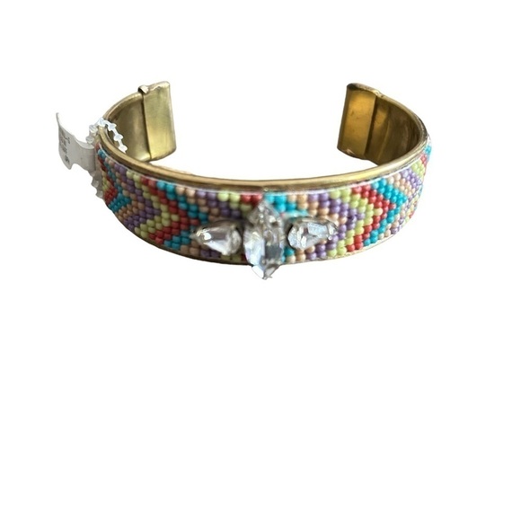 Multicolored Bead & Crystal Goldtone Cuff Bracelet by Stephan & Co. - Picture 10 of 14